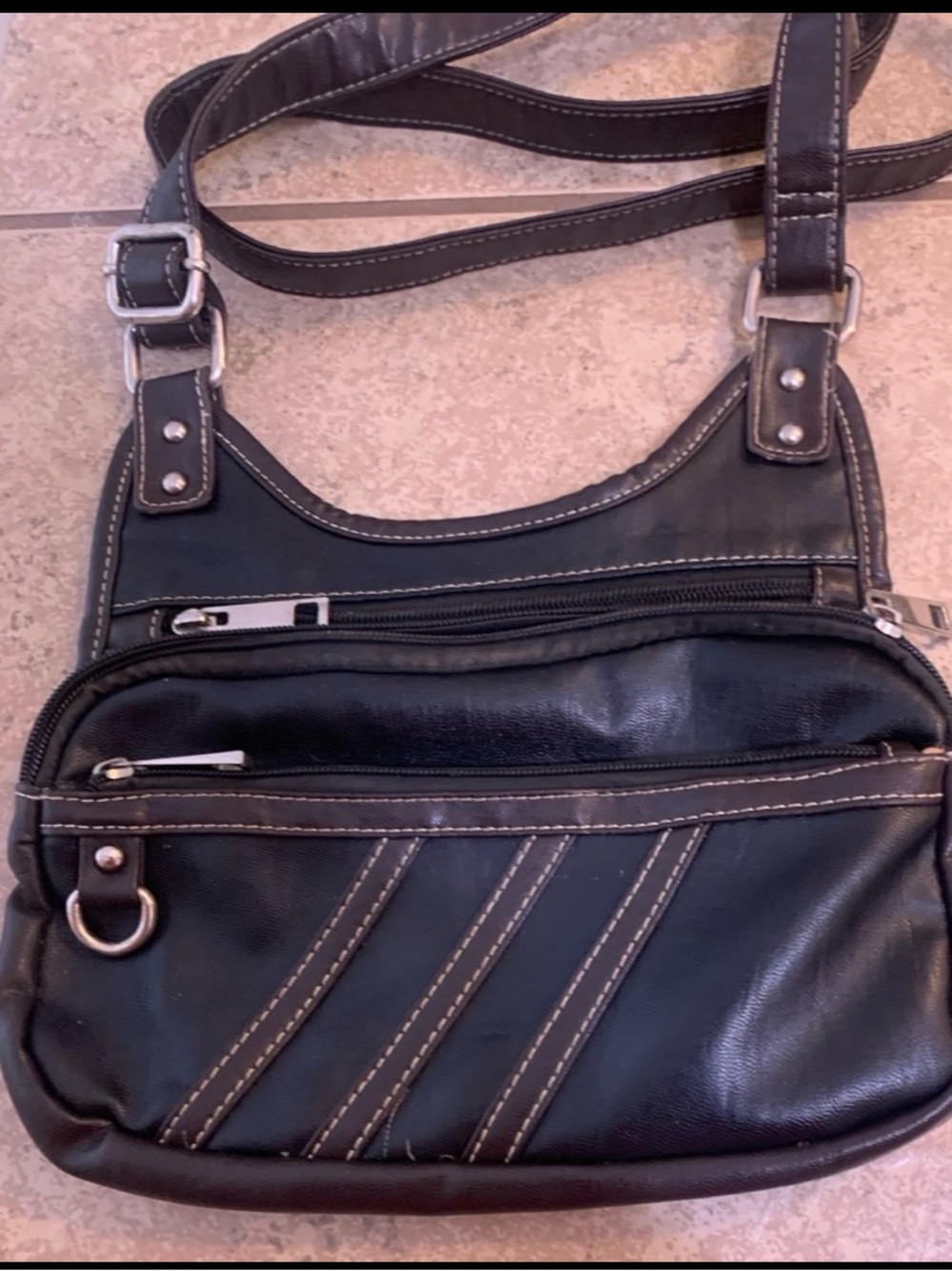 Brown Tones Faux Leather Shoulder Bag by Black Rivet with Silver-Tone Hardware.